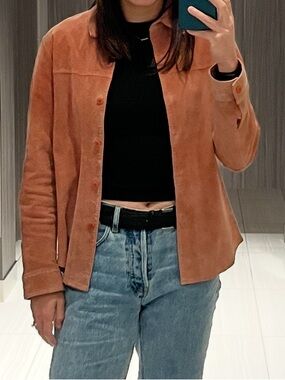 Pendleton Suede Button-Front Jacket in Warm Rust